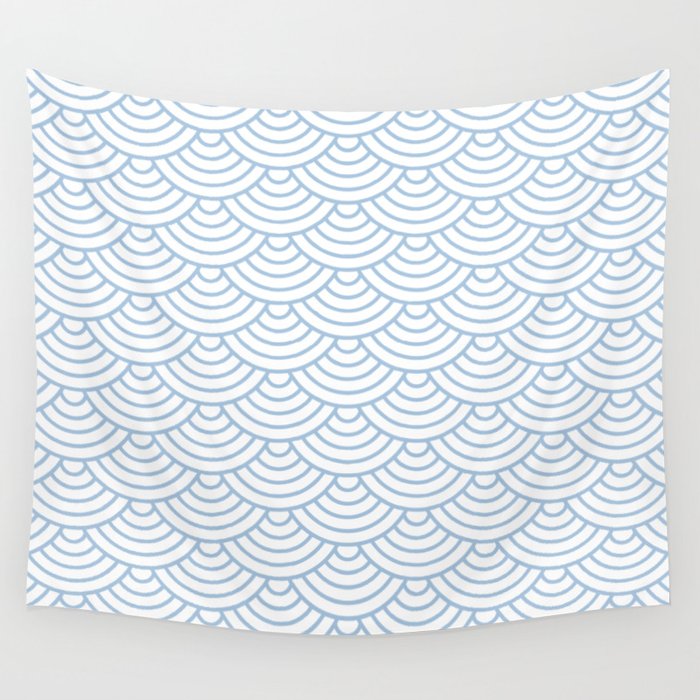 Pale Blue Japanese wave pattern Wall Tapestry