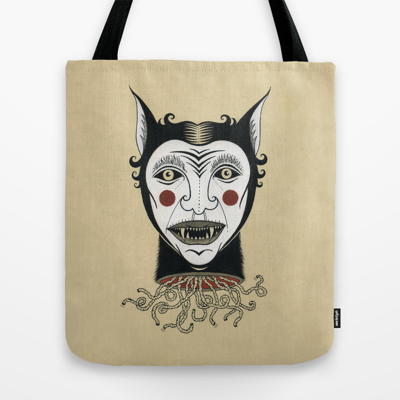 Cat Head With Worms Tote Bag By Jonmacnair Society6