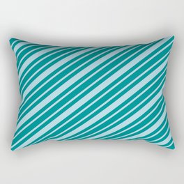 [ Thumbnail: Light Blue and Teal Colored Striped/Lined Pattern Rectangular Pillow ]