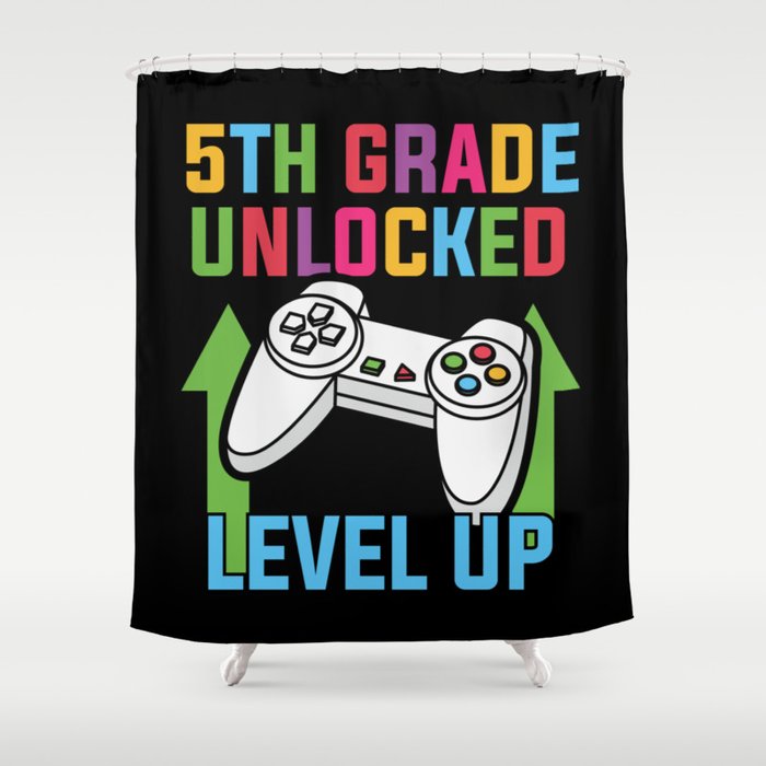 5th Grade Unlocked Level Up Shower Curtain