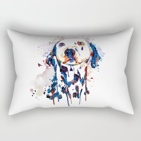 Dalmatian Head Watercolor Portrait Rectangular Pillow