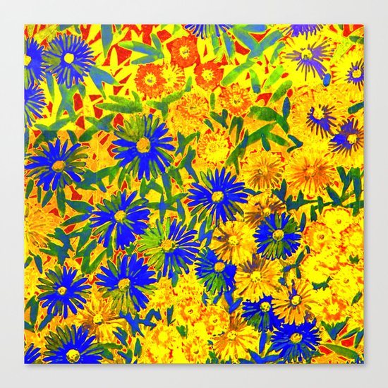 blue flowers by a sunny day Canvas Print