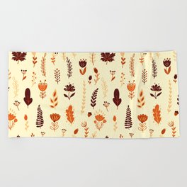 Seamless Pattern with Autumn Floral Elements Beach Towel