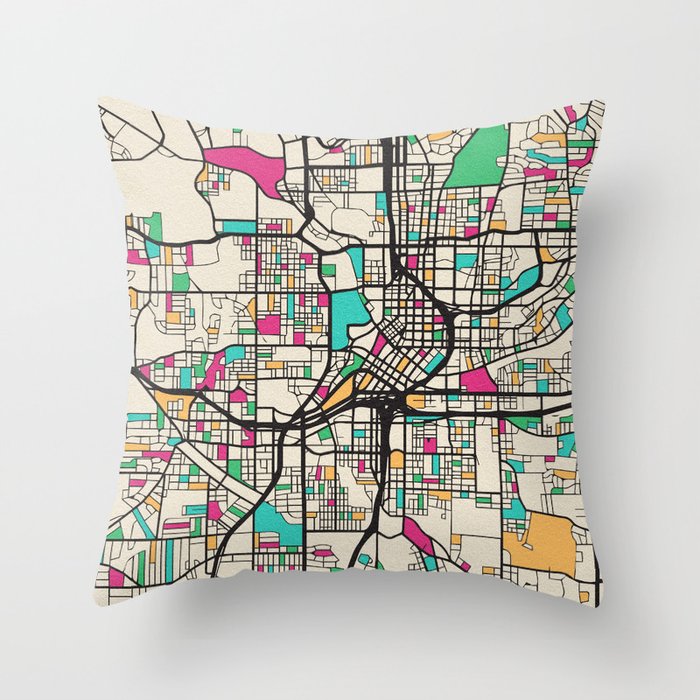Colorful City Maps: Atlanta, Georgia Throw Pillow