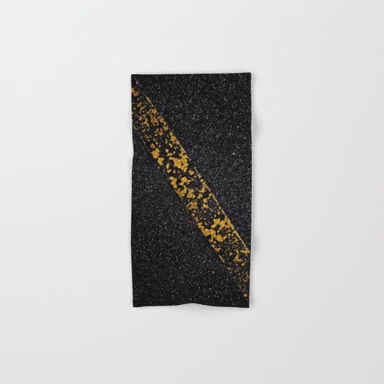 Old Yellow painted line on asphalt road Hand & Bath Towel