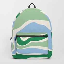 Vintage Groovy Wavy Marble Backpack | Painting, 60S, Groovy, Distorted, Optical, Blue, Psychedelic, Art, Boho, Wavy 