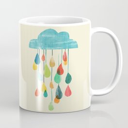 cloudy with a chance of rainbow Coffee Mug | Abstract, Cloud, Curated, Whimsical, Other, Rainbow, Geometric, Droplets, Watercolor, Water 