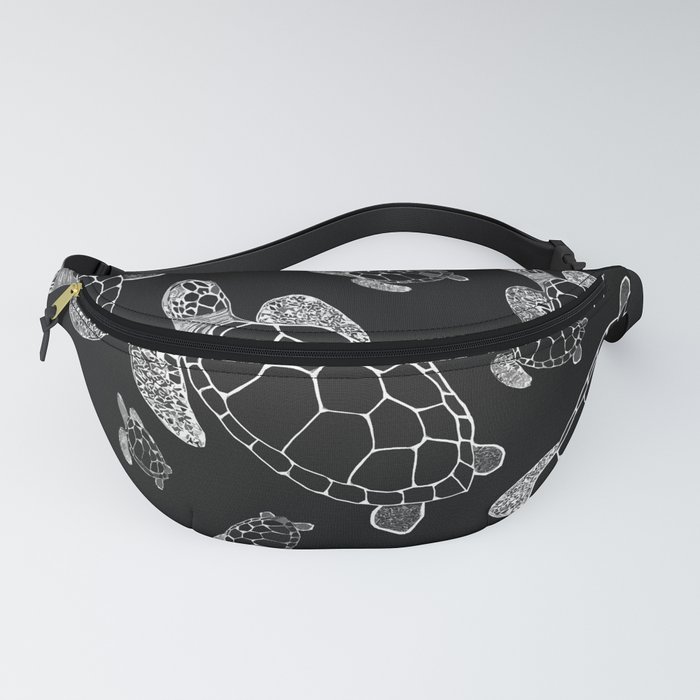 Turtles in Dark - Black and White - Drawing #decor #society6 #buyart Fanny Pack