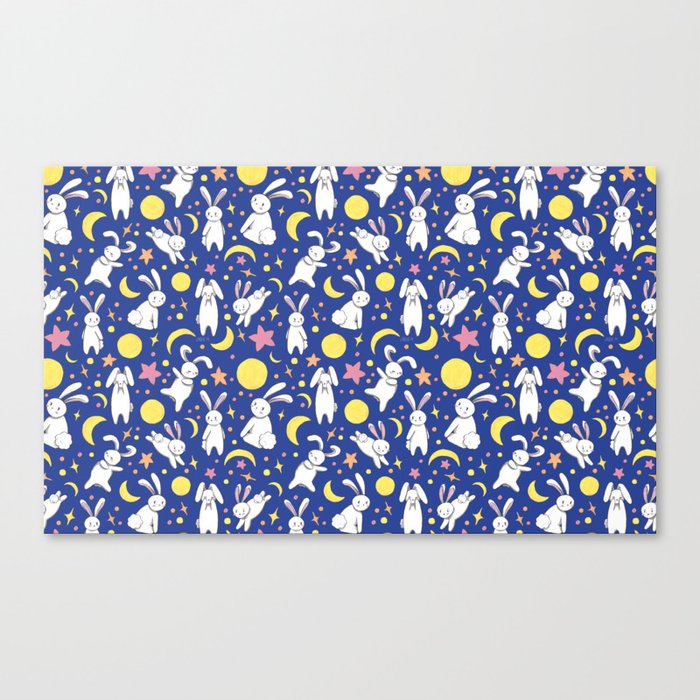 Moon Bunny (Blue) Canvas Print