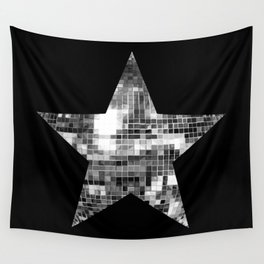 Shiny Silver Disco Ball Star Wall Tapestry