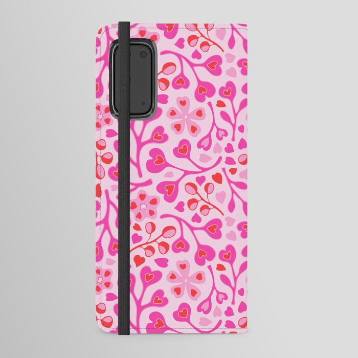 WITH LOVE FLORAL HEARTS AND LOVE PATTERN Android Wallet Case