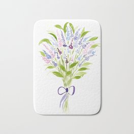 Lavender Bouquet Watercolor Bath Mat