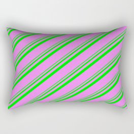 [ Thumbnail: Lime and Violet Colored Striped Pattern Rectangular Pillow ]