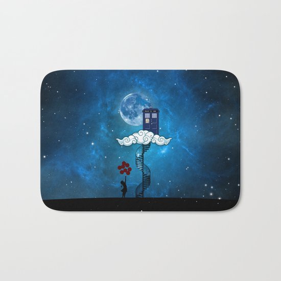 Tardis Stair banksy ballons Girl Bath Mat