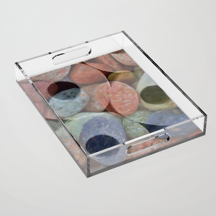 Rock and Roll Colorful Toilet Paper Roll Design Filled with Rocks Acrylic Tray
