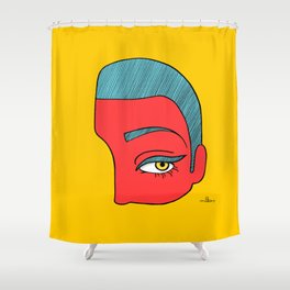 A piece of face Shower Curtain