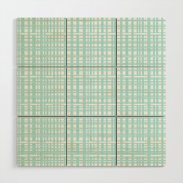 Woven Plaid Pattern in Pale Teal Blue Wood Wall Art