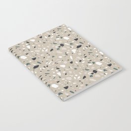 <Birds & Paper> Terrazzo Seamless Patterns 11 - Modern, Beige Gray, Black, Stone, Marble, Texture Notebook