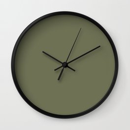 Dark Green-Brown Solid Color Pantone Loden Green 18-0422 TCX Shades of Green Hues Wall Clock