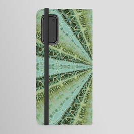 Blooming Water Crystals - turquoise green blue white gold geometric pattern  Android Wallet Case