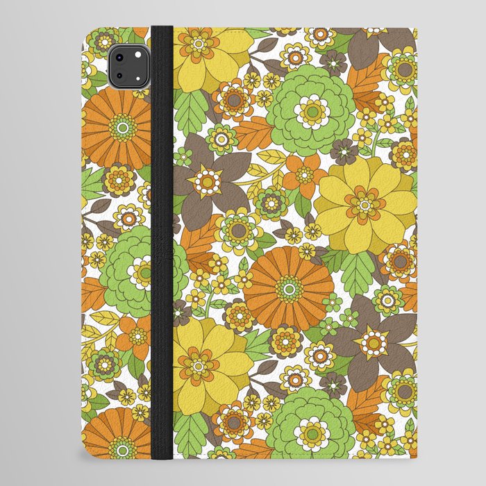 Retro Vintage 1960s 1970s Flower Power Floral iPad Folio Case