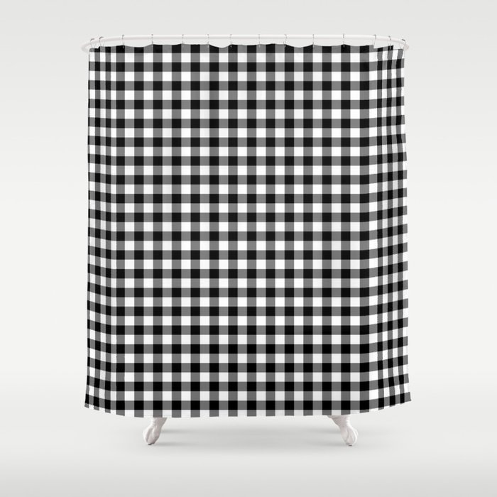Gingham Black And White Pattern Shower, Black Gingham Shower Curtain