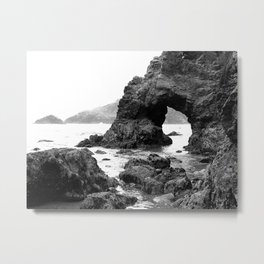 Low Tide Length by Jessi Fikan Black and White Metal Print