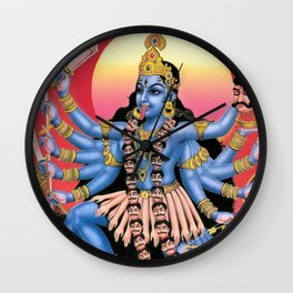 Kali-Ma Wall Clock | Red, Hinduism, Kalima, Hindu, India, Magic, Symbols, Gods, Painting, Black 