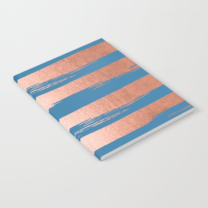 Trendy Stripes Sweet Peach Coral Pink + Saltwater Taffy Teal Notebook