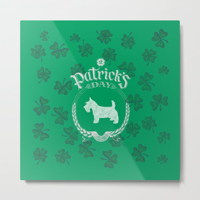 St. Patrick's Day Scottish Terrier Funny Gifts for Dog Lovers Metal Print