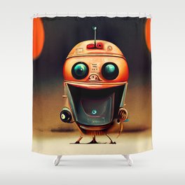 Retro-Futurist Robot Shower Curtain