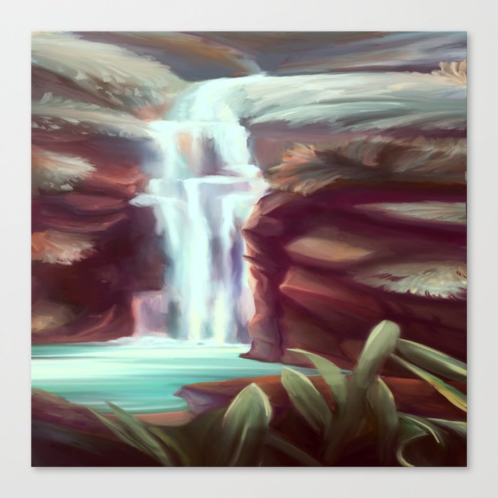 Waterfall Magic Painting Canvas Print By Devilishv Society6