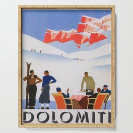 Dolomites Italy Vintage Ski Poster Serving Tray