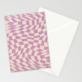 Soft pink purple warp checked Stationery Card