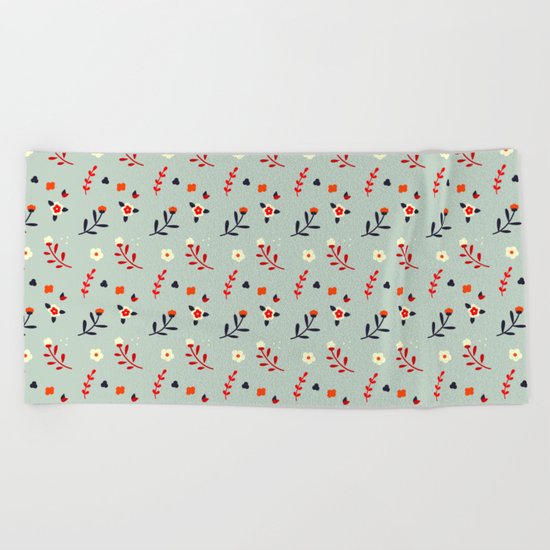 Vintage flower pattern Beach Towel