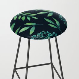 magic house in green leaves on dark background  Bar Stool