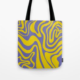 Retro Liquid Swirl Pattern in Very Peri and Yellow Tote Bag