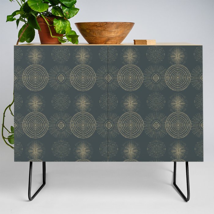 Grey Gold African Tribal Pattern Credenza