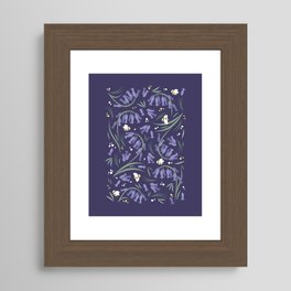 Bluebells and bumblebees - Violet Framed Art Print