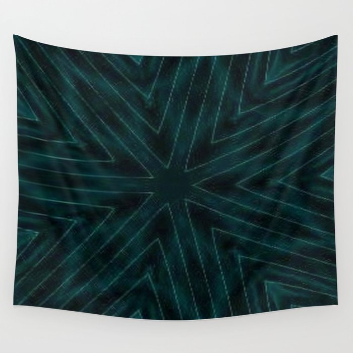Teal Forest Green Snowflake Wall Tapestry