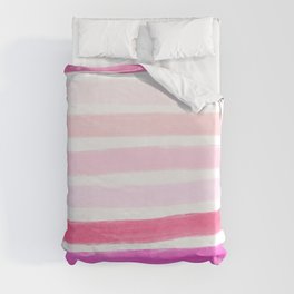 Modern pink ombre handdrawn brushstrokes stripes pattern Duvet Cover