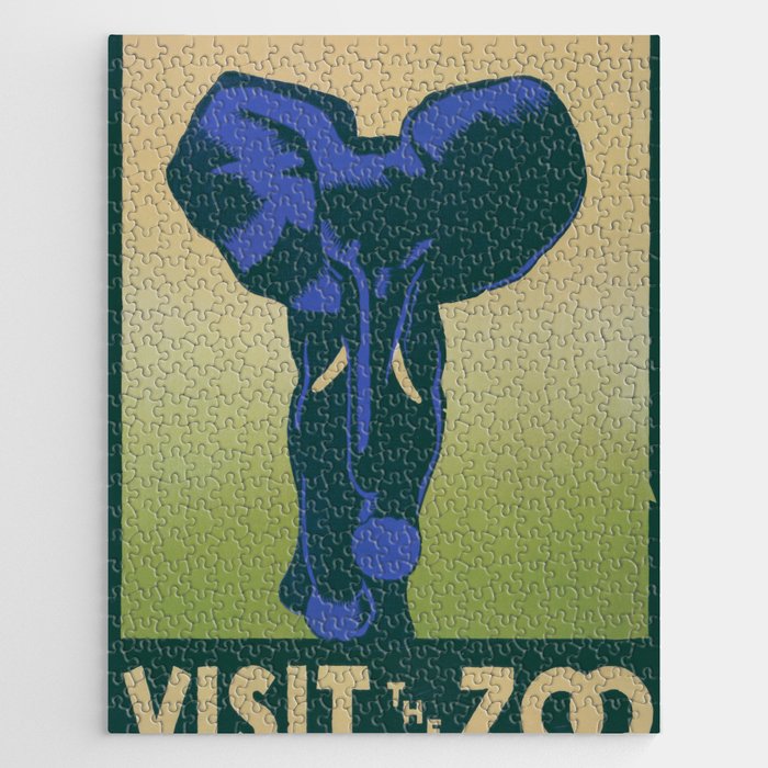 vintage travel poster zoo Jigsaw Puzzle
