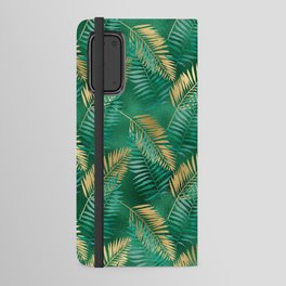 Gold Emerald Green Palm Leaves Pattern Android Wallet Case