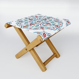 Ornamental Ethnic Bohemian Pattern XV Cobalt Crimson Folding Stool