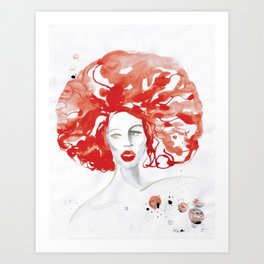 Mama Ru with a Huge Red Wig Art Print