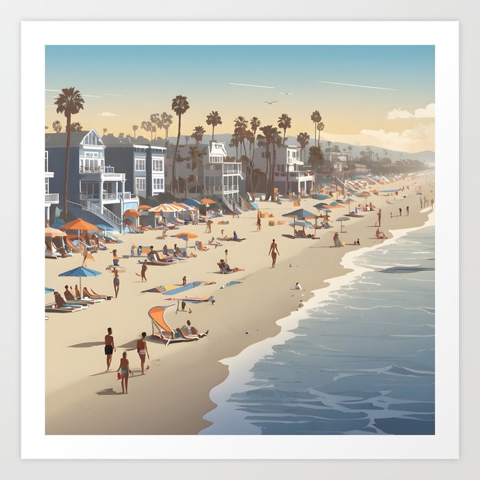 Seaside Silhouette: Santa Monica's Evening Majesty Art Print