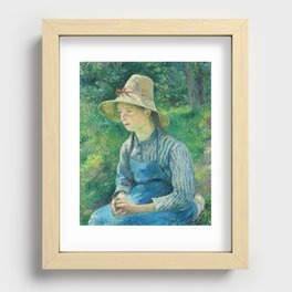 Peasant Girl with a Straw Hat, 1881 by Camille Pissarro Recessed Framed Print