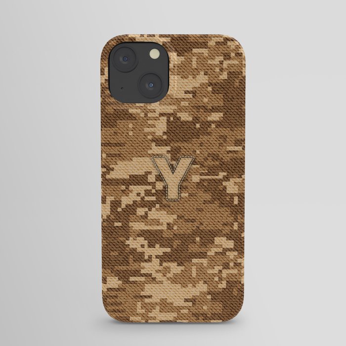 Personalized  Y Letter on Brown Military Camouflage Army Commando Design, Veterans Day Gift / Valentine Gift / Military Anniversary Gift / Army Commando Birthday Gift  iPhone Case