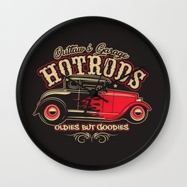 Hot Rod Classic Car Illustration Wall Clock