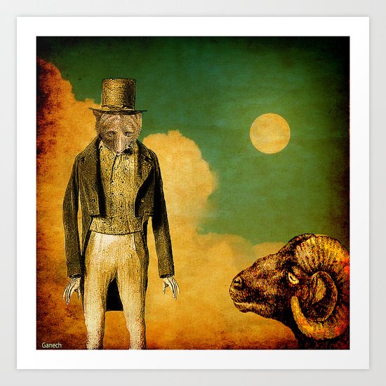 The wolf and the sheep Art Print